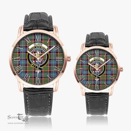 Scottish Glass Family Crest Quartz Watch With Leather Strap - Tartan Watch Instafamous Quartz Leather Strap Plaid Watch Scottish Plaid Tartan Plaid - ScotsTee - scotstee.com