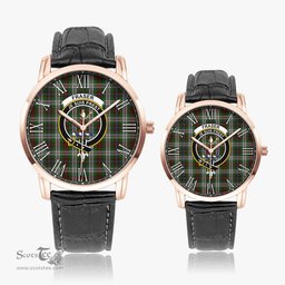 Scottish Fraser Hunting Dress Family Crest Quartz Watch With Leather Strap - Tartan Watch Instafamous Quartz Leather Strap Plaid Watch Scottish Plaid Tartan Plaid - ScotsTee - scotstee.com
