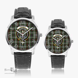 Scottish Fraser Hunting Dress Family Crest Quartz Watch With Leather Strap - Tartan Watch Instafamous Quartz Leather Strap Plaid Watch Scottish Plaid Tartan Plaid - ScotsTee - scotstee.com