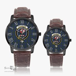 Scottish Cockburn Blue Family Crest Quartz Watch With Leather Strap - Tartan Watch Instafamous Quartz Leather Strap Plaid Watch Scottish Plaid Tartan Plaid - ScotsTee - scotstee.com