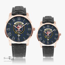 Scottish Cockburn Blue Family Crest Quartz Watch With Leather Strap - Tartan Watch Instafamous Quartz Leather Strap Plaid Watch Scottish Plaid Tartan Plaid - ScotsTee - scotstee.com