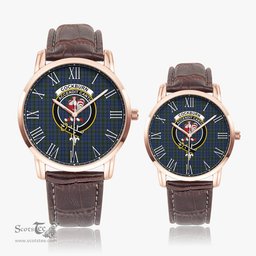 Scottish Cockburn Blue Family Crest Quartz Watch With Leather Strap - Tartan Watch Instafamous Quartz Leather Strap Plaid Watch Scottish Plaid Tartan Plaid - ScotsTee - scotstee.com
