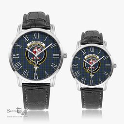 Scottish Cockburn Blue Family Crest Quartz Watch With Leather Strap - Tartan Watch Instafamous Quartz Leather Strap Plaid Watch Scottish Plaid Tartan Plaid - ScotsTee - scotstee.com