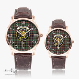Scottish Cumming Hunting Ancient Family Crest Quartz Watch With Leather Strap - Tartan Watch Instafamous Quartz Leather Strap Plaid Watch Scottish Plaid Tartan Plaid - ScotsTee - scotstee.com