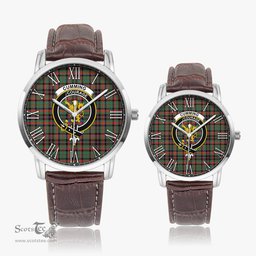 Scottish Cumming Hunting Ancient Family Crest Quartz Watch With Leather Strap - Tartan Watch Instafamous Quartz Leather Strap Plaid Watch Scottish Plaid Tartan Plaid - ScotsTee - scotstee.com