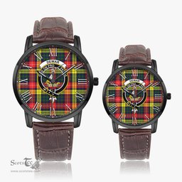 Scottish Dewar Family Crest Quartz Watch With Leather Strap - Tartan Watch Instafamous Quartz Leather Strap Plaid Watch Scottish Plaid Tartan Plaid - ScotsTee - scotstee.com