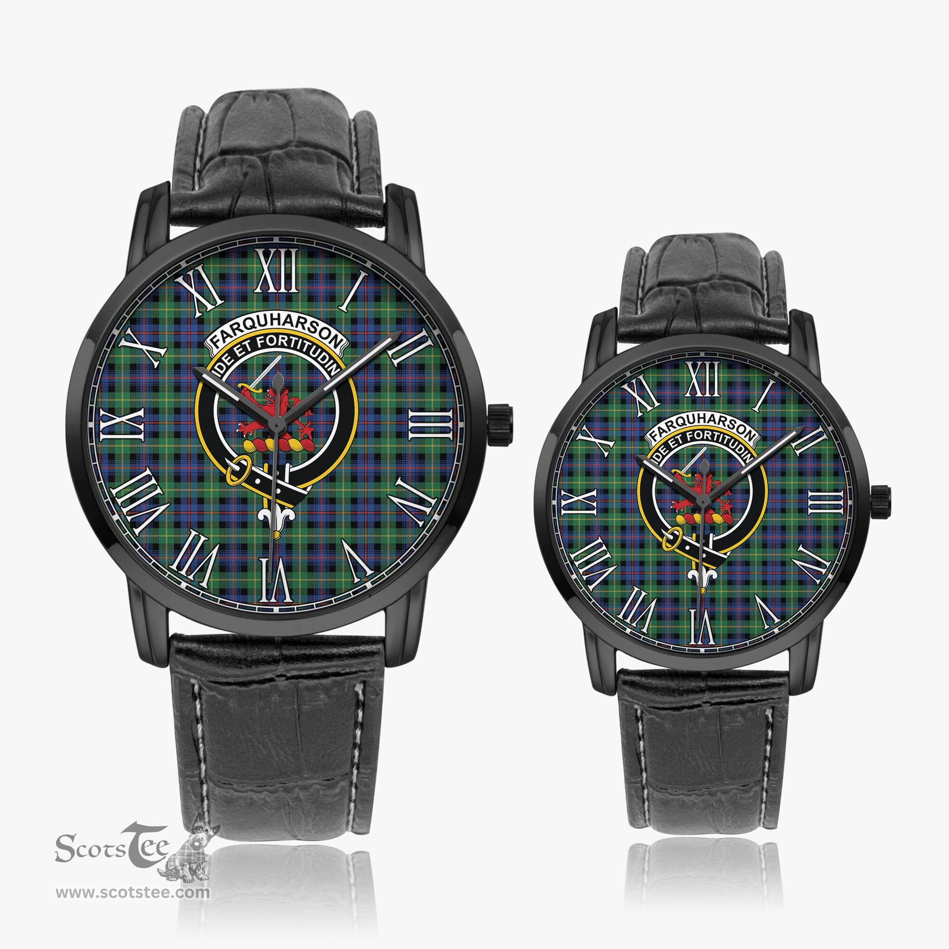 Scottish Farquharson Ancient Family Crest Quartz Watch With Leather Strap - Tartan Watch Instafamous Quartz Leather Strap Plaid Watch Scottish Plaid Tartan Plaid - ScotsTee - scotstee.com