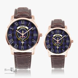 Scottish Dunlop Family Crest Quartz Watch With Leather Strap - Tartan Watch Instafamous Quartz Leather Strap Plaid Watch Scottish Plaid Tartan Plaid - ScotsTee - scotstee.com