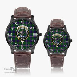 Scottish Carmichael Modern Family Crest Quartz Watch With Leather Strap - Tartan Watch Instafamous Quartz Leather Strap Plaid Watch Scottish Plaid Tartan Plaid - ScotsTee - scotstee.com