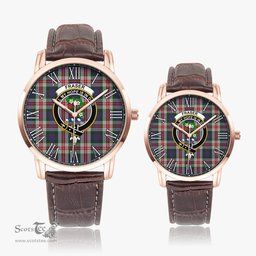 Scottish Fraser Red Dress Family Crest Quartz Watch With Leather Strap - Tartan Watch Instafamous Quartz Leather Strap Plaid Watch Scottish Plaid Tartan Plaid - ScotsTee - scotstee.com