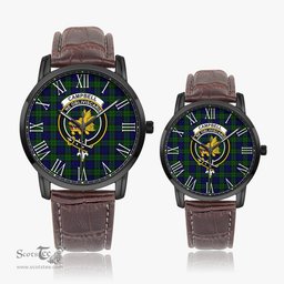 Scottish Campbell Modern Family Crest Quartz Watch With Leather Strap - Tartan Watch Instafamous Quartz Leather Strap Plaid Watch Scottish Plaid Tartan Plaid - ScotsTee - scotstee.com