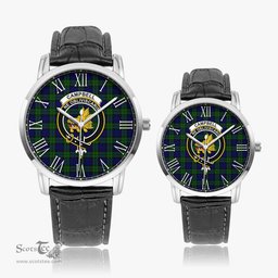 Scottish Campbell Modern Family Crest Quartz Watch With Leather Strap - Tartan Watch Instafamous Quartz Leather Strap Plaid Watch Scottish Plaid Tartan Plaid - ScotsTee - scotstee.com