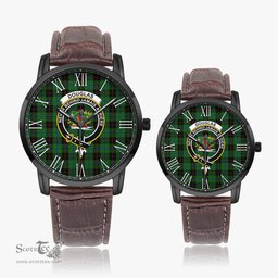 Scottish Douglas Black Family Crest Quartz Watch With Leather Strap - Tartan Watch Instafamous Quartz Leather Strap Plaid Watch Scottish Plaid Tartan Plaid - ScotsTee - scotstee.com