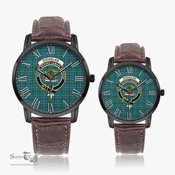 Scottish Douglas Ancient Family Crest Quartz Watch With Leather Strap - Tartan Watch Instafamous Quartz Leather Strap Plaid Watch Scottish Plaid Tartan Plaid - ScotsTee - scotstee.com