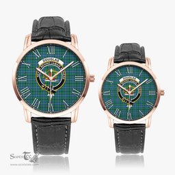 Scottish Douglas Ancient Family Crest Quartz Watch With Leather Strap - Tartan Watch Instafamous Quartz Leather Strap Plaid Watch Scottish Plaid Tartan Plaid - ScotsTee - scotstee.com