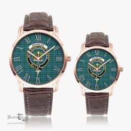 Scottish Douglas Ancient Family Crest Quartz Watch With Leather Strap - Tartan Watch Instafamous Quartz Leather Strap Plaid Watch Scottish Plaid Tartan Plaid - ScotsTee - scotstee.com