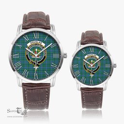 Scottish Douglas Ancient Family Crest Quartz Watch With Leather Strap - Tartan Watch Instafamous Quartz Leather Strap Plaid Watch Scottish Plaid Tartan Plaid - ScotsTee - scotstee.com