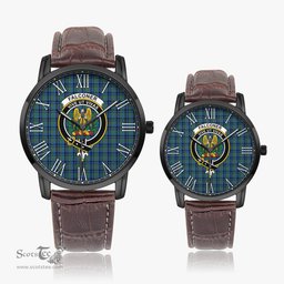 Scottish Falconer Family Crest Quartz Watch With Leather Strap - Tartan Watch Instafamous Quartz Leather Strap Plaid Watch Scottish Plaid Tartan Plaid - ScotsTee - scotstee.com