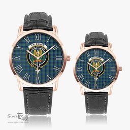 Scottish Falconer Family Crest Quartz Watch With Leather Strap - Tartan Watch Instafamous Quartz Leather Strap Plaid Watch Scottish Plaid Tartan Plaid - ScotsTee - scotstee.com