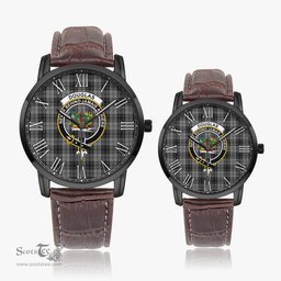 Scottish Douglas Grey Family Crest Quartz Watch With Leather Strap - Tartan Watch Instafamous Quartz Leather Strap Plaid Watch Scottish Plaid Tartan Plaid - ScotsTee - scotstee.com