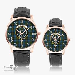 Scottish Fletcher of Dunans Family Crest Quartz Watch With Leather Strap - Tartan Watch Instafamous Quartz Leather Strap Plaid Watch Scottish Plaid Tartan Plaid - ScotsTee - scotstee.com