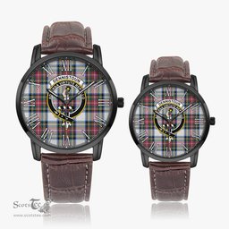 Scottish Dennistoun Family Crest Quartz Watch With Leather Strap - Tartan Watch Instafamous Quartz Leather Strap Plaid Watch Scottish Plaid Tartan Plaid - ScotsTee - scotstee.com
