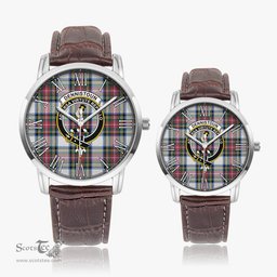 Scottish Dennistoun Family Crest Quartz Watch With Leather Strap - Tartan Watch Instafamous Quartz Leather Strap Plaid Watch Scottish Plaid Tartan Plaid - ScotsTee - scotstee.com