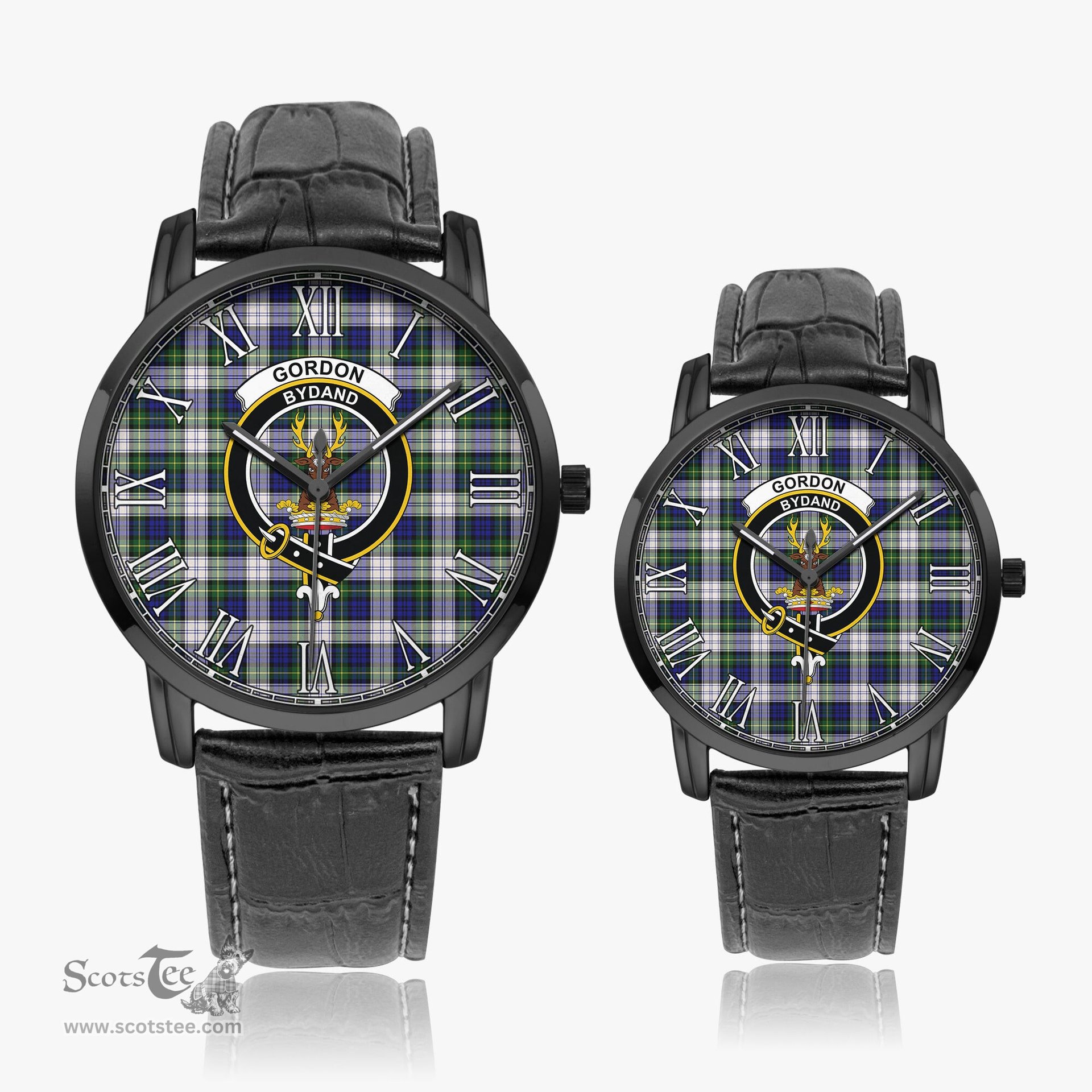 Scottish Gordon Dress Modern Family Crest Quartz Watch With Leather Strap - Tartan Watch Instafamous Quartz Leather Strap Plaid Watch Scottish Plaid Tartan Plaid - ScotsTee - scotstee.com