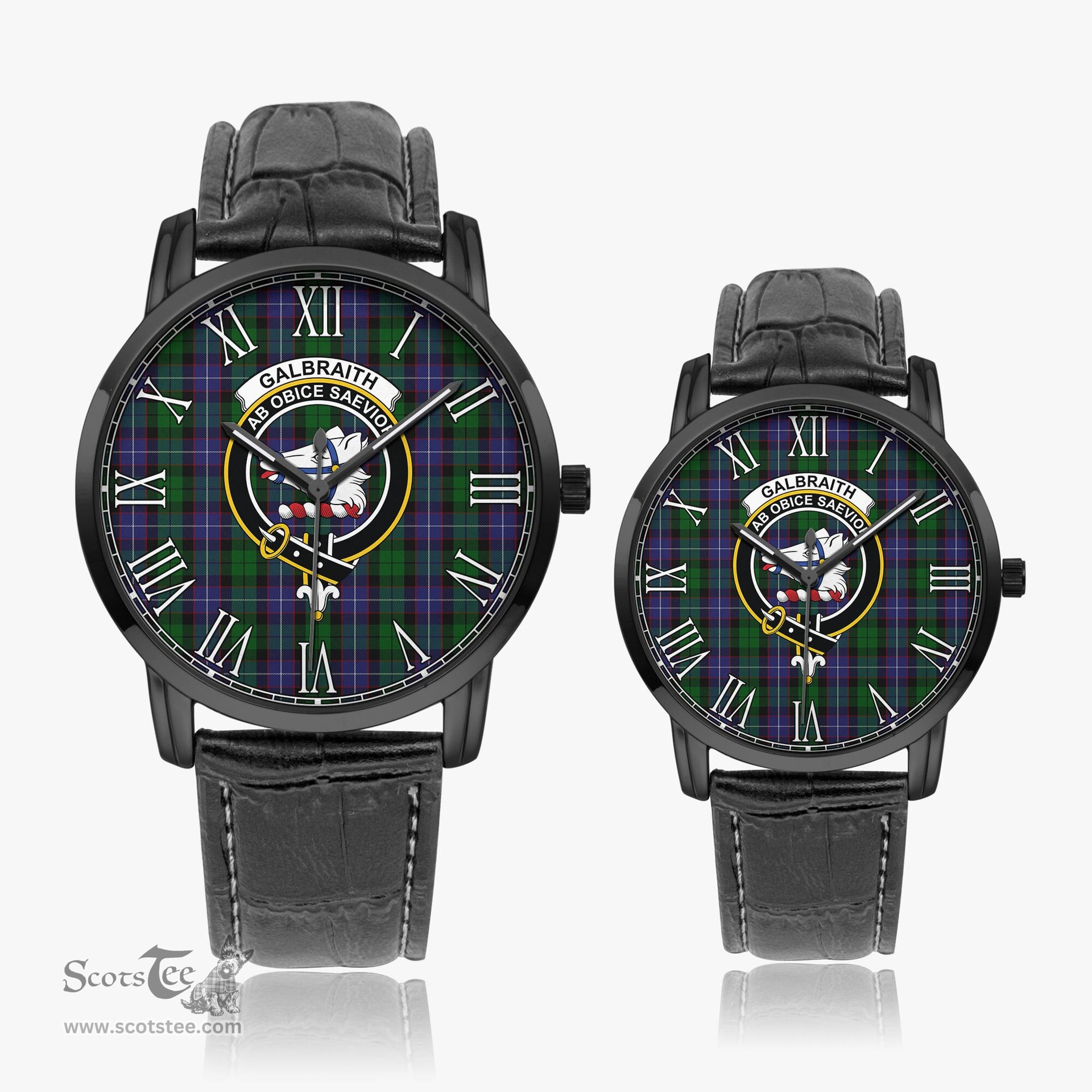 Scottish Galbraith Family Crest Quartz Watch With Leather Strap - Tartan Watch Instafamous Quartz Leather Strap Plaid Watch Scottish Plaid Tartan Plaid - ScotsTee - scotstee.com