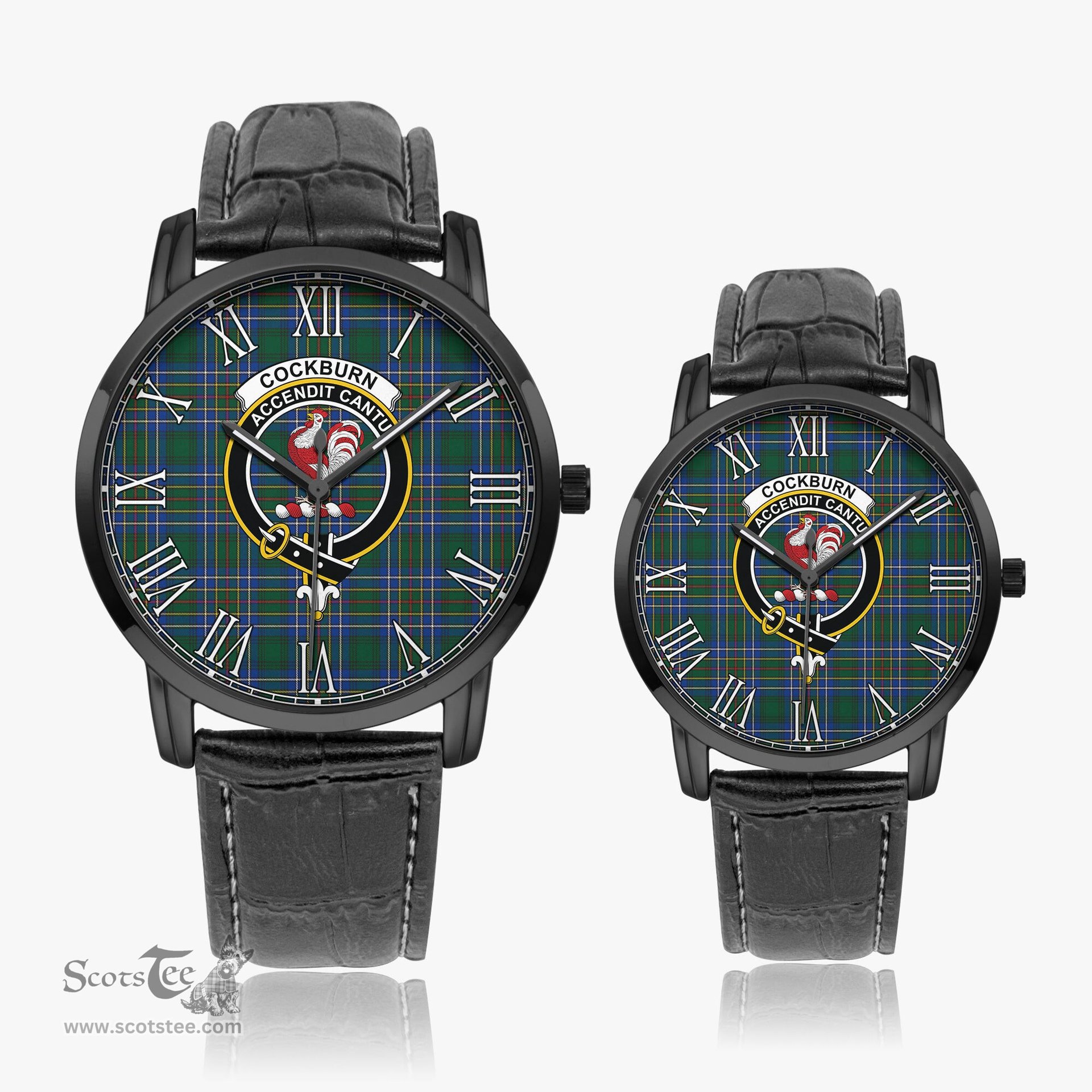Scottish Cockburn Ancient Family Crest Quartz Watch With Leather Strap - Tartan Watch Instafamous Quartz Leather Strap Plaid Watch Scottish Plaid Tartan Plaid - ScotsTee - scotstee.com