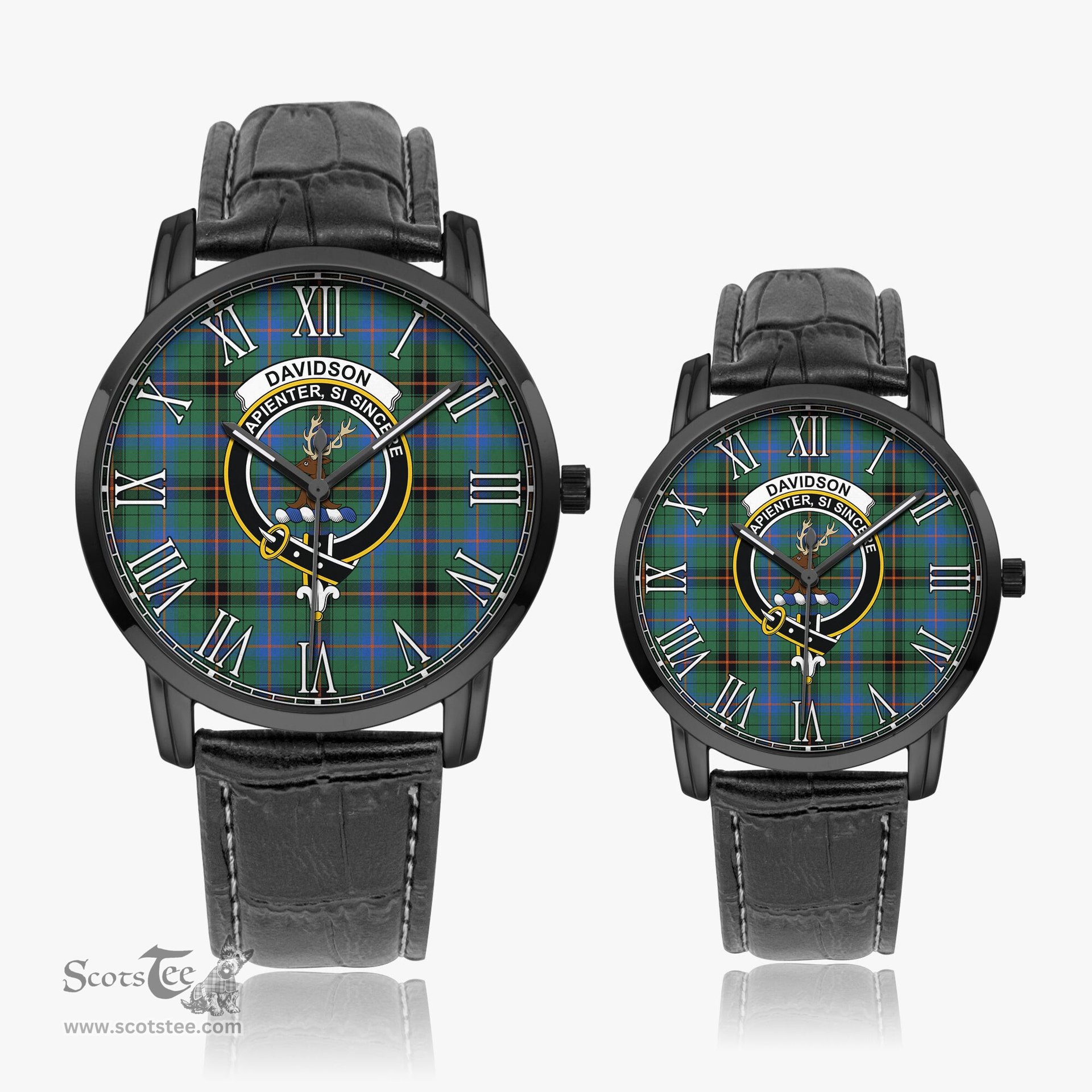 Scottish Davidson Ancient Family Crest Quartz Watch With Leather Strap - Tartan Watch Instafamous Quartz Leather Strap Plaid Watch Scottish Plaid Tartan Plaid - ScotsTee - scotstee.com