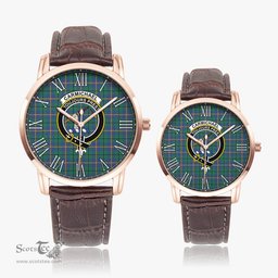 Scottish Carmichael Ancient Family Crest Quartz Watch With Leather Strap - Tartan Watch Instafamous Quartz Leather Strap Plaid Watch Scottish Plaid Tartan Plaid - ScotsTee - scotstee.com
