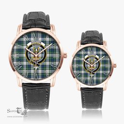 Scottish Gordon Dress Ancient Family Crest Quartz Watch With Leather Strap - Tartan Watch Instafamous Quartz Leather Strap Plaid Watch Scottish Plaid Tartan Plaid - ScotsTee - scotstee.com