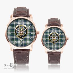 Scottish Gordon Dress Ancient Family Crest Quartz Watch With Leather Strap - Tartan Watch Instafamous Quartz Leather Strap Plaid Watch Scottish Plaid Tartan Plaid - ScotsTee - scotstee.com