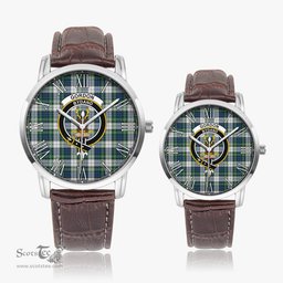 Scottish Gordon Dress Ancient Family Crest Quartz Watch With Leather Strap - Tartan Watch Instafamous Quartz Leather Strap Plaid Watch Scottish Plaid Tartan Plaid - ScotsTee - scotstee.com