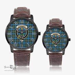 Scottish Fergusson Ancient Family Crest Quartz Watch With Leather Strap - Tartan Watch Instafamous Quartz Leather Strap Plaid Watch Scottish Plaid Tartan Plaid - ScotsTee - scotstee.com