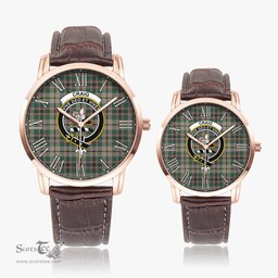 Scottish Craig Ancient Family Crest Quartz Watch With Leather Strap - Tartan Watch Instafamous Quartz Leather Strap Plaid Watch Scottish Plaid Tartan Plaid - ScotsTee - scotstee.com
