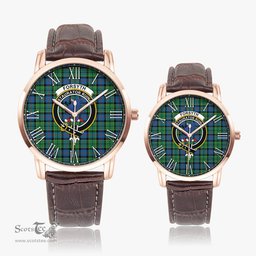 Scottish Forsyth Ancient Family Crest Quartz Watch With Leather Strap - Tartan Watch Instafamous Quartz Leather Strap Plaid Watch Scottish Plaid Tartan Plaid - ScotsTee - scotstee.com