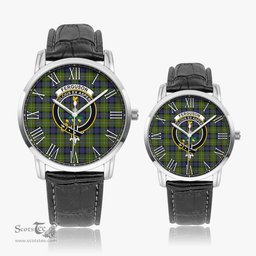 Scottish Ferguson Modern Family Crest Quartz Watch With Leather Strap - Tartan Watch Instafamous Quartz Leather Strap Plaid Watch Scottish Plaid Tartan Plaid - ScotsTee - scotstee.com