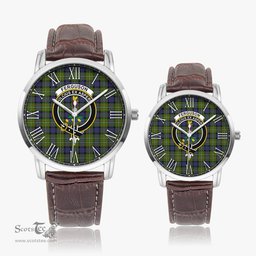 Scottish Ferguson Modern Family Crest Quartz Watch With Leather Strap - Tartan Watch Instafamous Quartz Leather Strap Plaid Watch Scottish Plaid Tartan Plaid - ScotsTee - scotstee.com