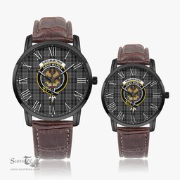 Scottish Drummond Grey Family Crest Quartz Watch With Leather Strap - Tartan Watch Instafamous Quartz Leather Strap Plaid Watch Scottish Plaid Tartan Plaid - ScotsTee - scotstee.com