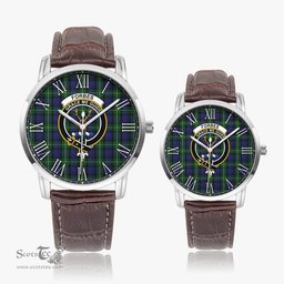 Scottish Forbes Family Crest Quartz Watch With Leather Strap - Tartan Watch Instafamous Quartz Leather Strap Plaid Watch Scottish Plaid Tartan Plaid - ScotsTee - scotstee.com