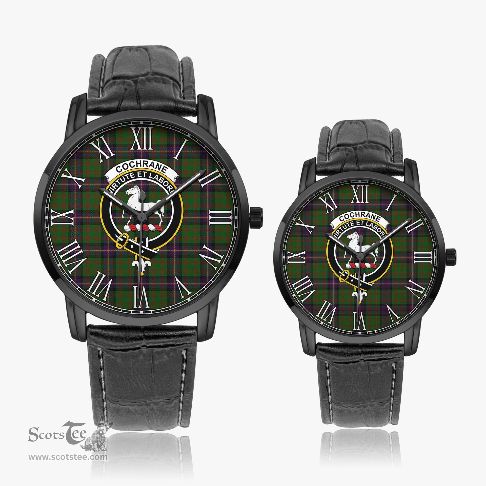 Scottish Cochrane Family Crest Quartz Watch With Leather Strap - Tartan Watch Instafamous Quartz Leather Strap Plaid Watch Scottish Plaid Tartan Plaid - ScotsTee - scotstee.com