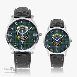 Scottish Forsyth Family Crest Quartz Watch With Leather Strap - Tartan Watch Instafamous Quartz Leather Strap Plaid Watch Scottish Plaid Tartan Plaid - ScotsTee - scotstee.com