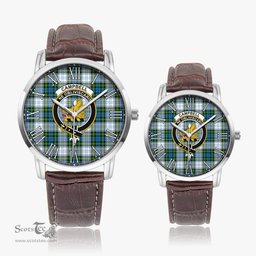 Scottish Campbell Dress Family Crest Quartz Watch With Leather Strap - Tartan Watch Instafamous Quartz Leather Strap Plaid Watch Scottish Plaid Tartan Plaid - ScotsTee - scotstee.com