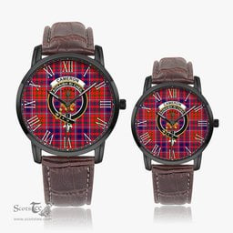 Scottish Cameron of Lochiel Modern Family Crest Quartz Watch With Leather Strap - Tartan Watch Instafamous Quartz Leather Strap Plaid Watch Scottish Plaid Tartan Plaid - ScotsTee - scotstee.com