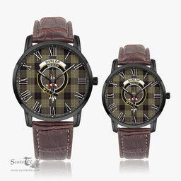 Scottish Dunlop Hunting Family Crest Quartz Watch With Leather Strap - Tartan Watch Instafamous Quartz Leather Strap Plaid Watch Scottish Plaid Tartan Plaid - ScotsTee - scotstee.com