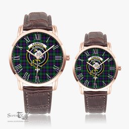 Scottish Campbell of Cawdor Modern Family Crest Quartz Watch With Leather Strap - Tartan Watch Instafamous Quartz Leather Strap Plaid Watch Scottish Plaid Tartan Plaid - ScotsTee - scotstee.com