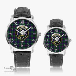 Scottish Campbell of Cawdor Modern Family Crest Quartz Watch With Leather Strap - Tartan Watch Instafamous Quartz Leather Strap Plaid Watch Scottish Plaid Tartan Plaid - ScotsTee - scotstee.com