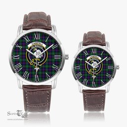 Scottish Campbell of Cawdor Modern Family Crest Quartz Watch With Leather Strap - Tartan Watch Instafamous Quartz Leather Strap Plaid Watch Scottish Plaid Tartan Plaid - ScotsTee - scotstee.com
